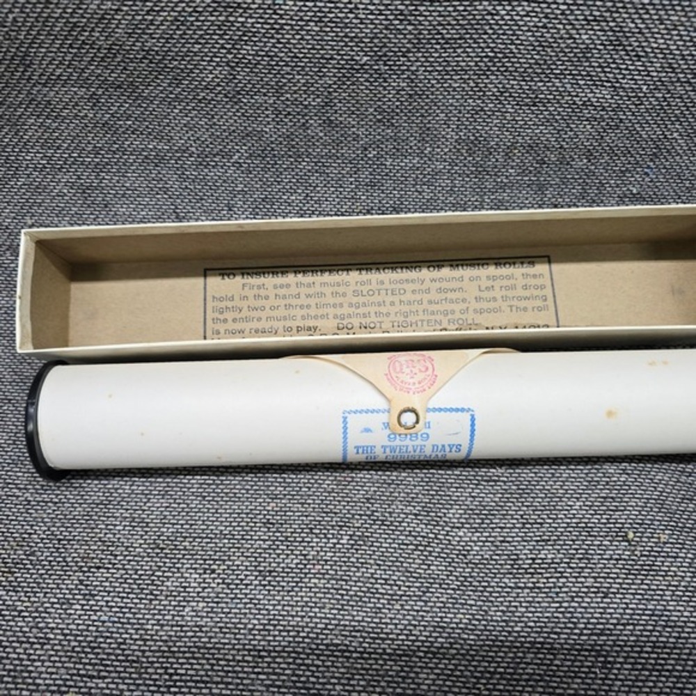 QRS Player Piano Word Roll 9989 Twelve Days Of Christmas‎ Green Good Vintage